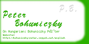 peter bohuniczky business card